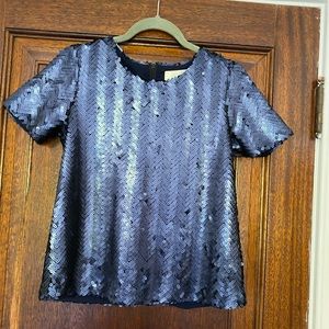 J.O.A. Navy blue Sequin top
